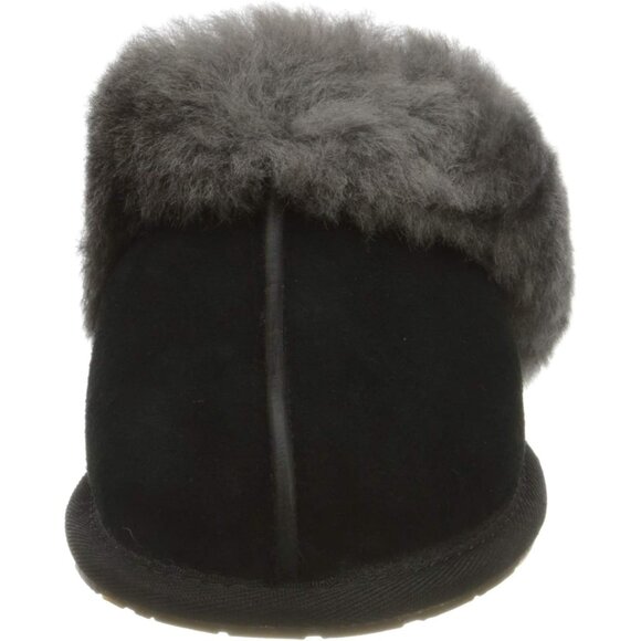 🆕Women's Black/Grey Imported Sheepskin Dyed Sheep Fur Suede upper Slipper - Picture 4 of 10